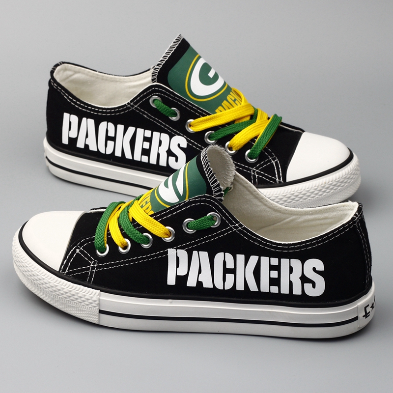Women Or Youth Green Bay Packers Repeat Print Low Top Sneakers